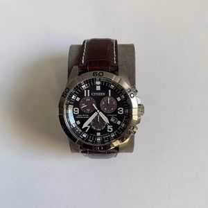 Citizen brand watch. Eco-drive. Genuine leather band. Excellent new condition